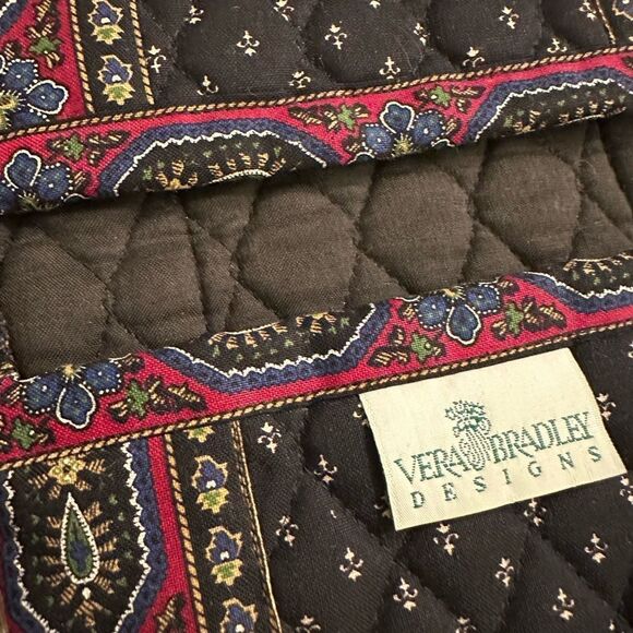 Vintage Rare Vera Bradley Checkbook Cover 90’s Pattern Black w/ Red and Blue - Picture 3 of 5